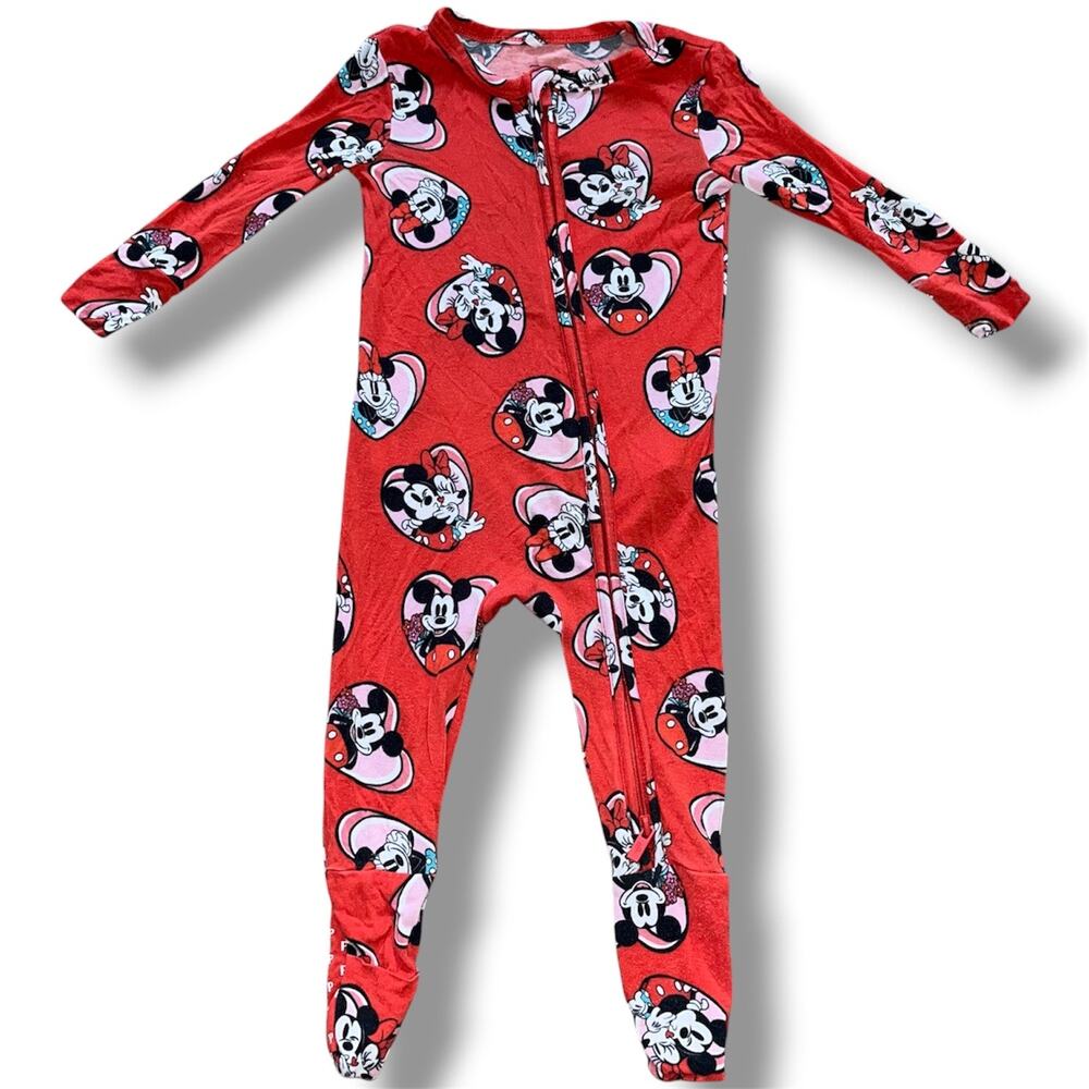 Disney x Posh Peanut Mickey & Minnie Valentine Hearts Footie Pajamas